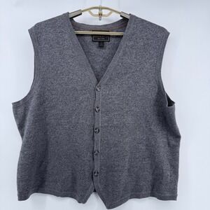 Jos A Bank Reserve Men 2X Gray Knit Vest 55% Merino Wool Blend V-Neck Button Frt
